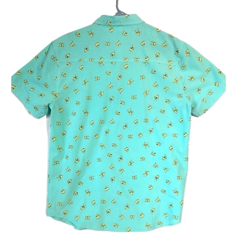 Pokemon Shirt Men's X-Large (46-48) Green Pikachu Button Up Short Sleeve Casual - Picture 7 of 9